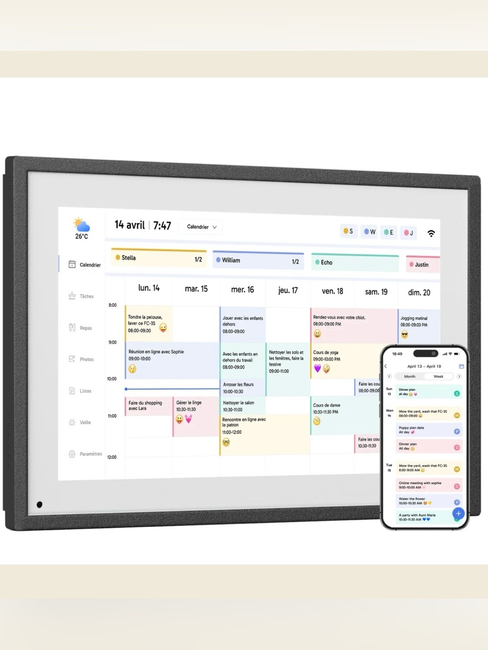 NEW Dragon Touch Digital Calendar Photo Frame (Black) - Model TM10 (10.1 inch)